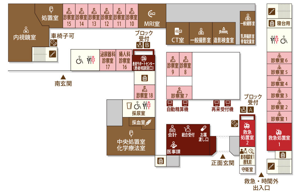 フロアマップ 1F｜東大阪地域にある育和会記念病院